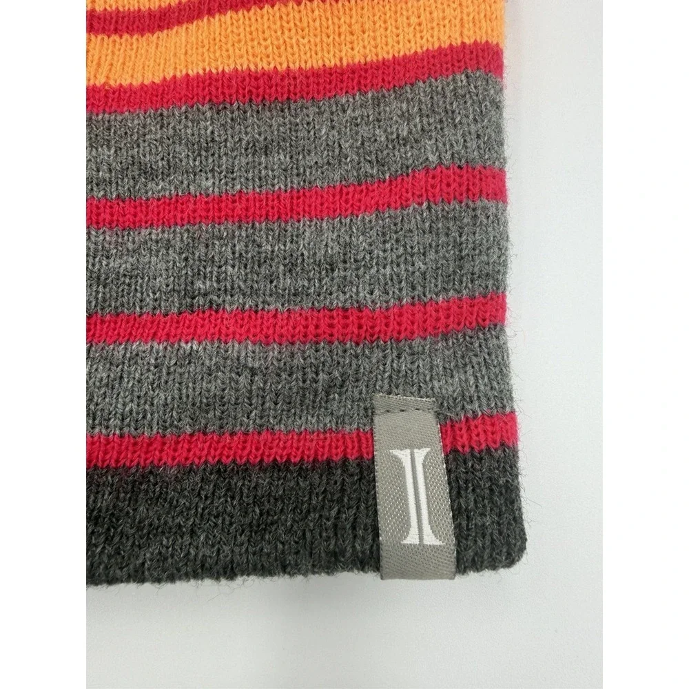 IGLOOS Girls Red Gray Stripe Beanie Hat 7-16 One Size Winter Ski Outdoors